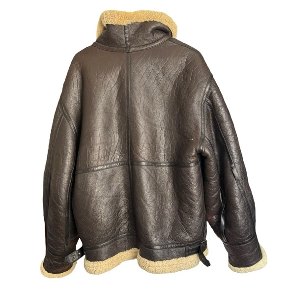 AVIREX TYPE B-3 FLIGHT LEATHER SHEEPSKIN SHEARLING BOMBER JACKET Size 56 FLAWED - Picture 2 of 15